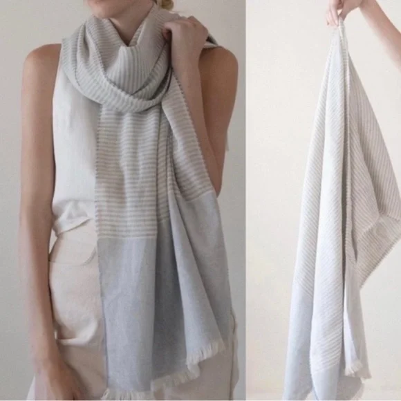 BE KIND x TRIBE ALIVE Handmade Woven Cotton Striped Fringe Scarf Up-Cycled NWT